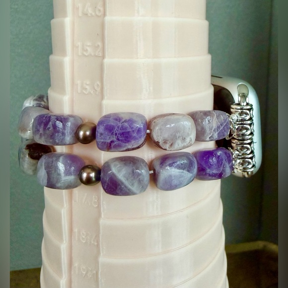 Tumbled Amethyst Gem Stone & Honora Pearl_Apple iWatch Band (WATCH NOT INCLUDED) - Picture 5 of 8